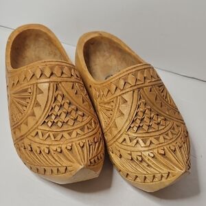 Vintage Dutch Wood Clogs Authentic Hand Carved In Holland 21cm